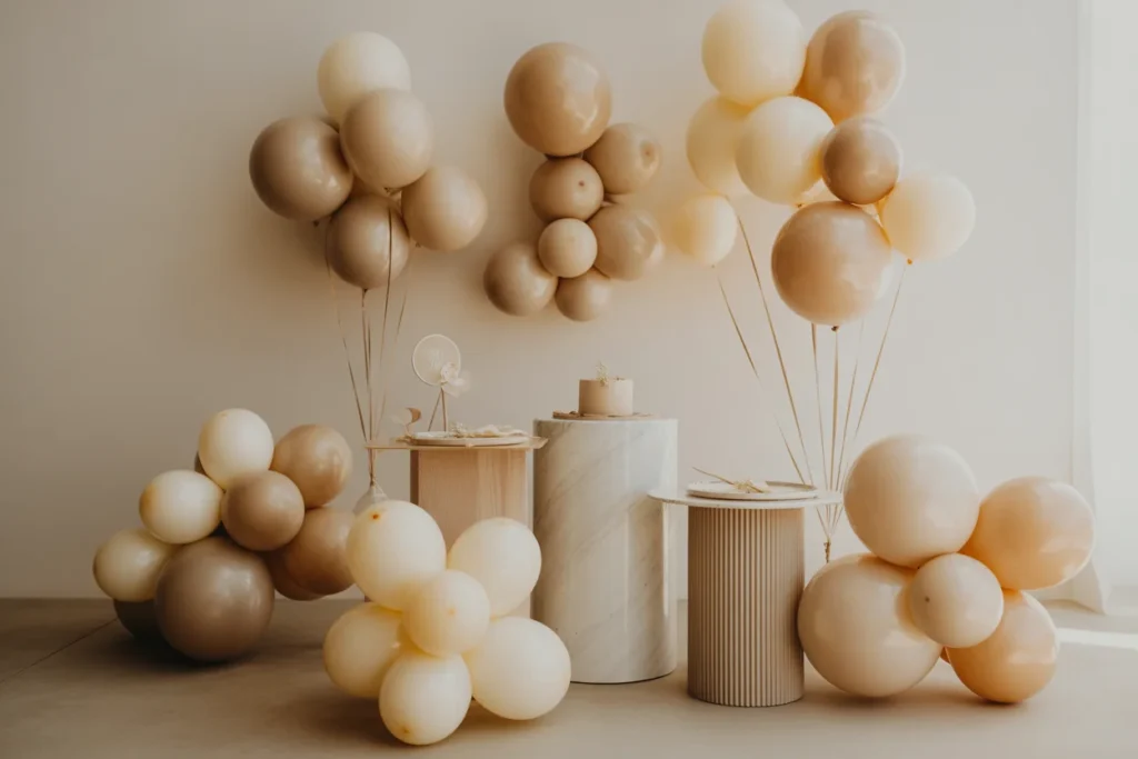 Beige Balloon Decor Warm Birthday Style
