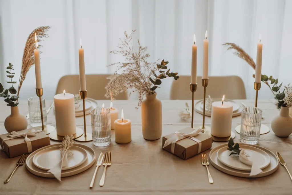 Beige Table Styling Cozy Birthday Setup