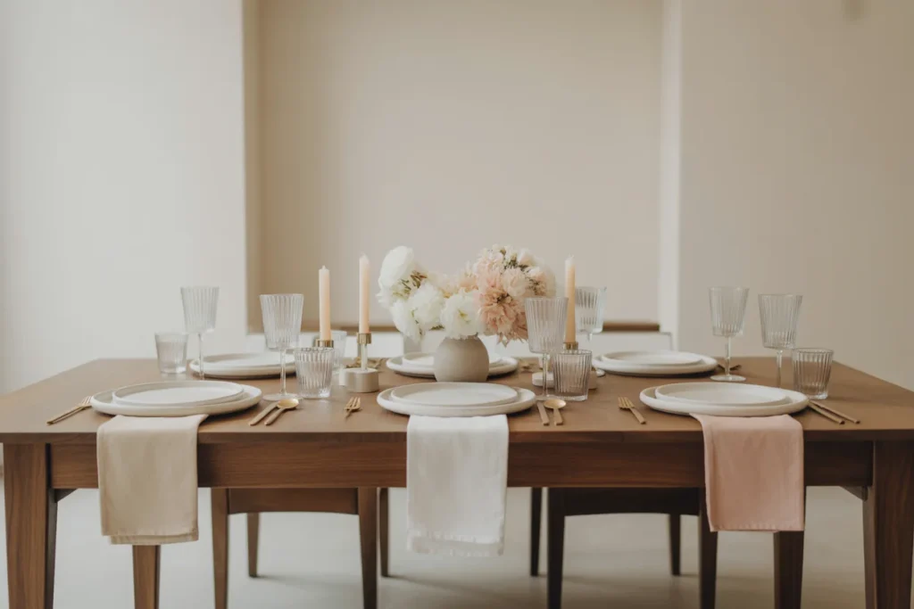 Neutral Table Setup Soft Birthday Elegance
