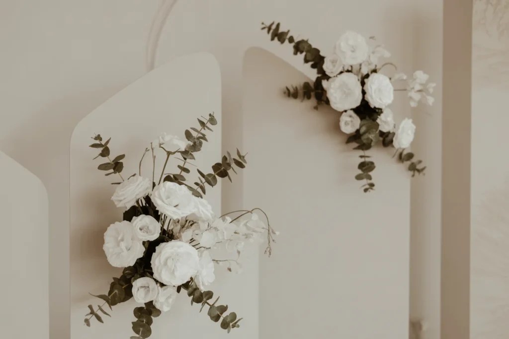 White Floral Backdrop Simple Stylish Setup