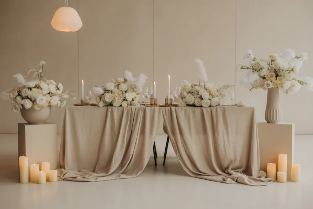 Neutral Beige Engagement Decor Elegant Look