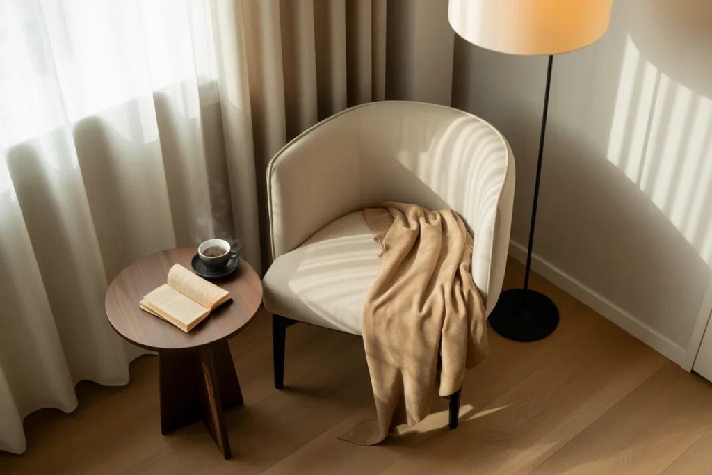 Cozy Reading Corner Minimal Decor Style