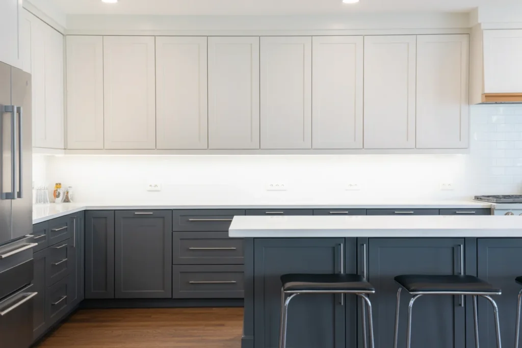 Two Tone Cabinets Stylish Contrast Trend