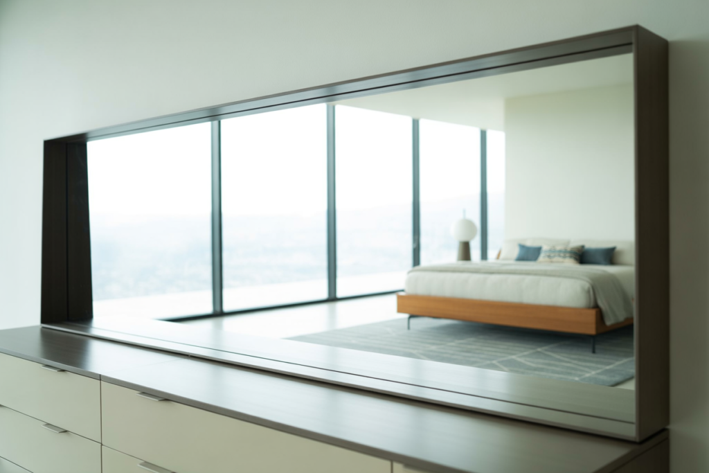 Wall Mirror Decor Bright Spacious Bedroom