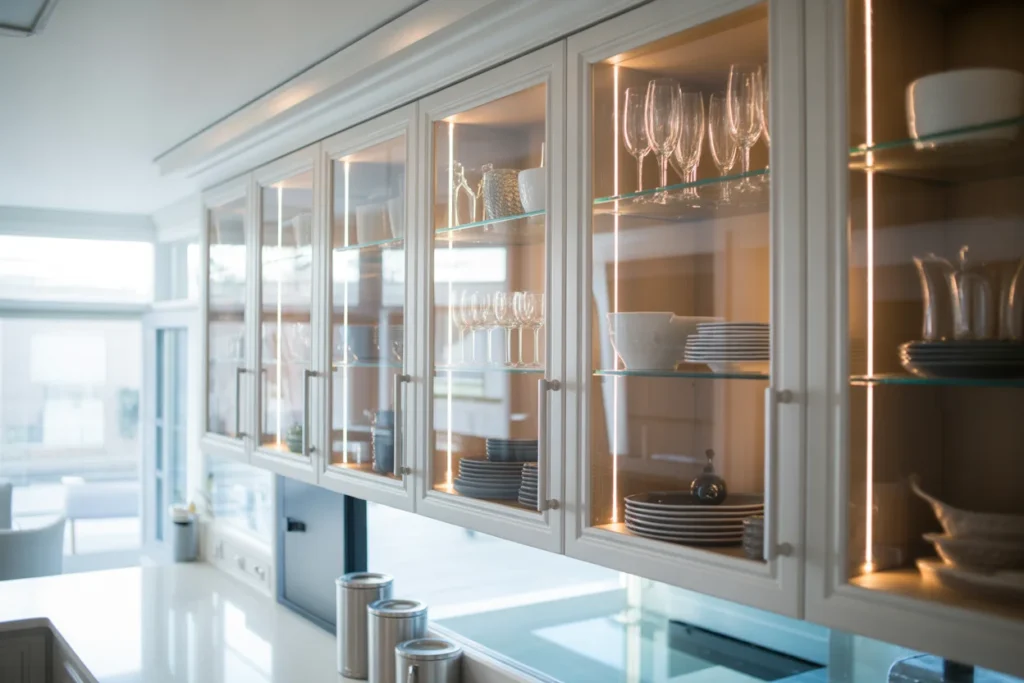 Glass Cabinet Kitchens Light Open Display Look