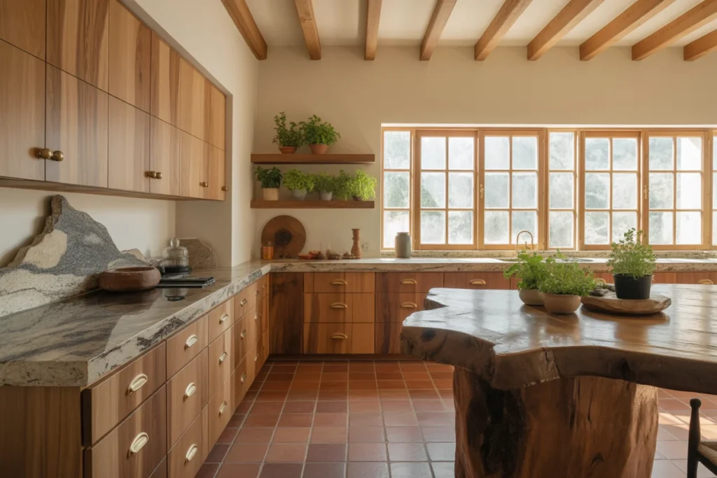 Natural Material Kitchens Warm Organic Feel