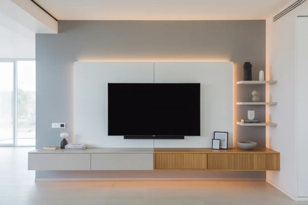 Floating Frame TV Wall Clean Setup Style