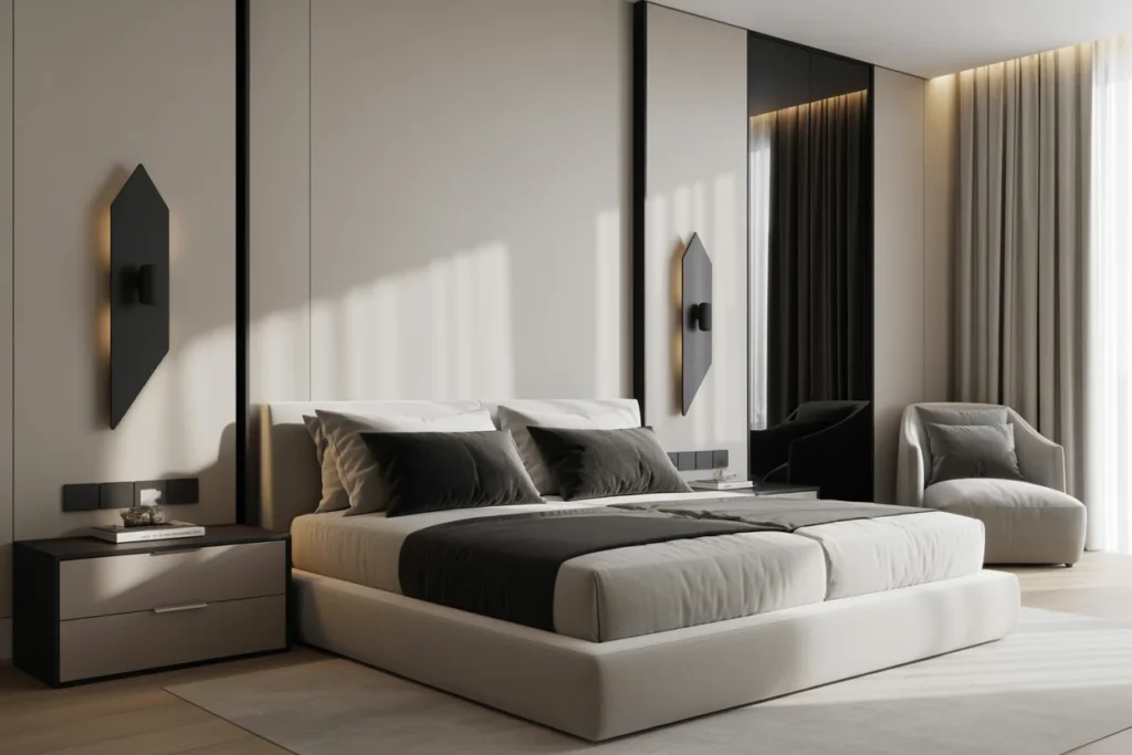 Black Accent Bedroom Modern Contrast