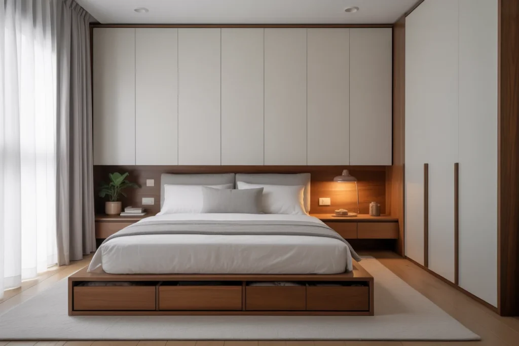 Hidden Storage Clutter Free Bedroom