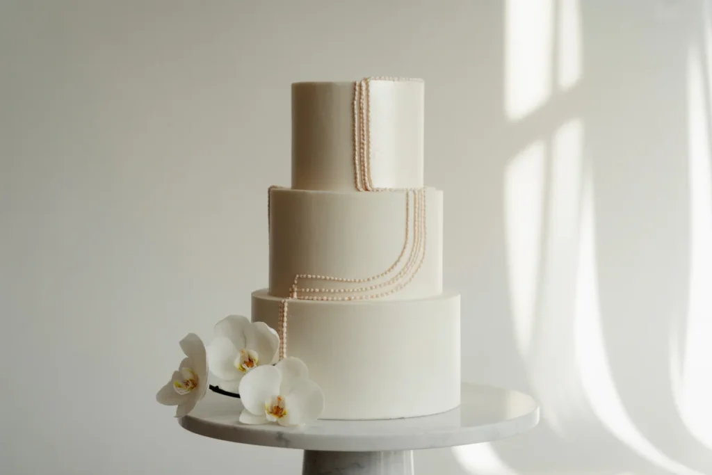 Simple White Wedding Cake Modern Minimal Style