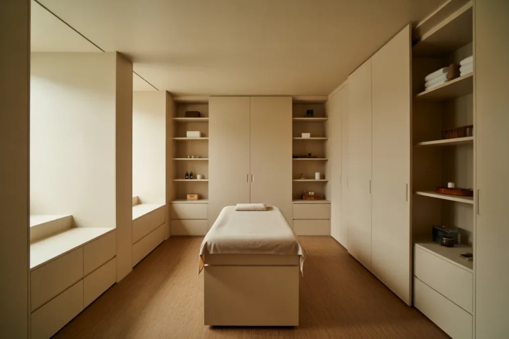 Hidden Storage Clean Spa Room Organization