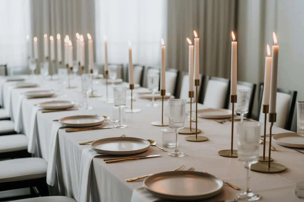 White Table Settings Clean Reception Style