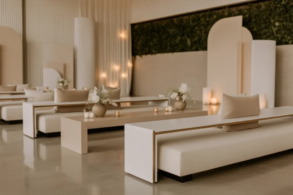 Neutral Stage Decor Modern Elegant Setup