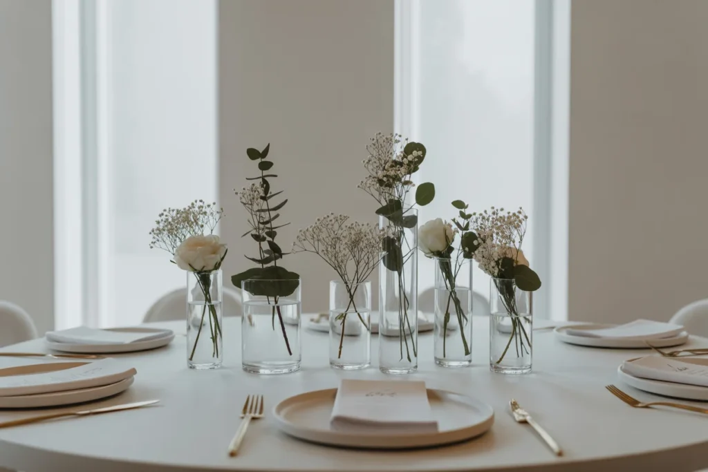 Minimal Floral Centerpieces Simple Table Look