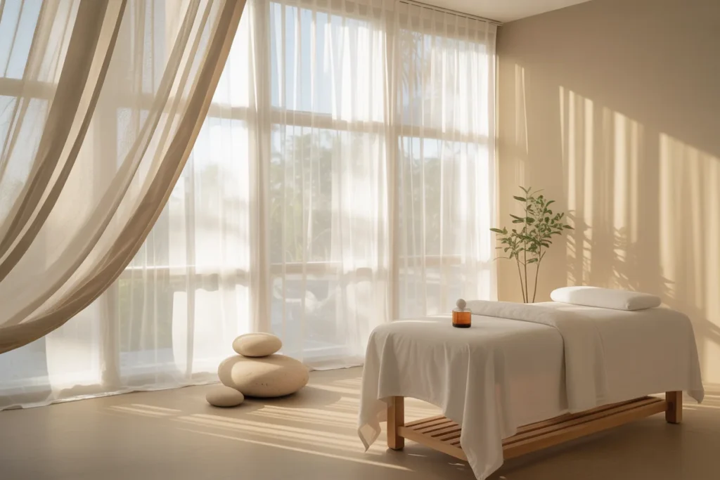 Soft Curtains Gentle Spa Room Privacy