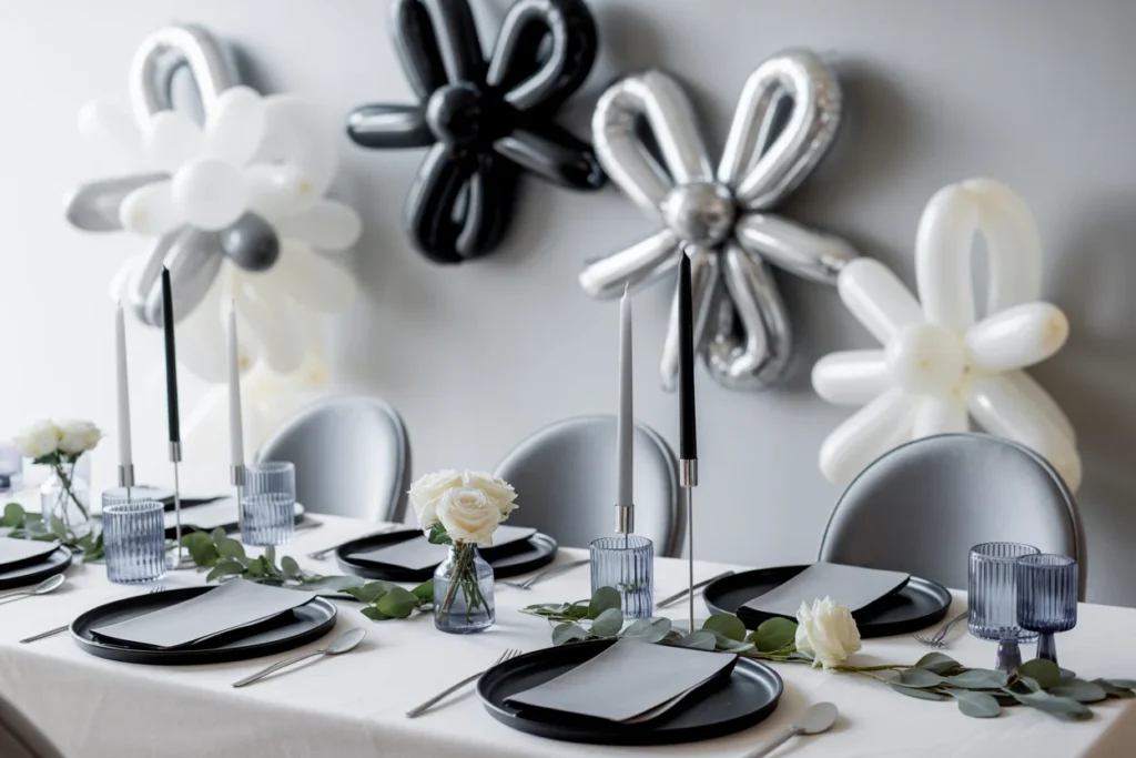 Monochrome Party Decor Sleek Celebration