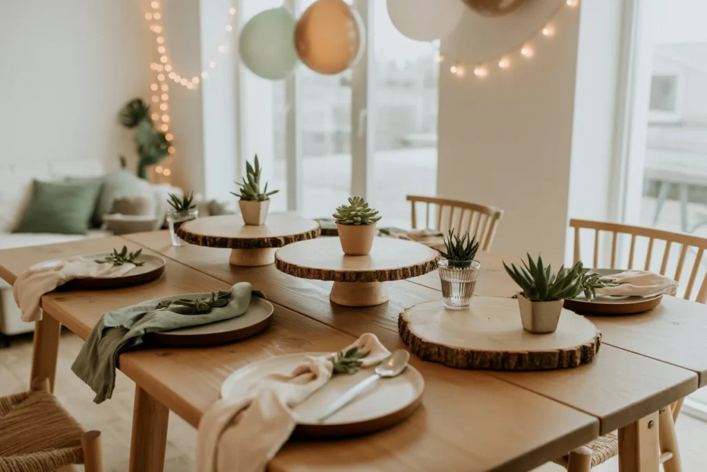 Wooden Decor Accents Natural Party Style